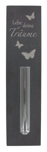 Schieferrelief ''Lebe deine Träume'' mit Vase