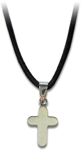 Halskette Kreuz aus Edelstahl am Lederband