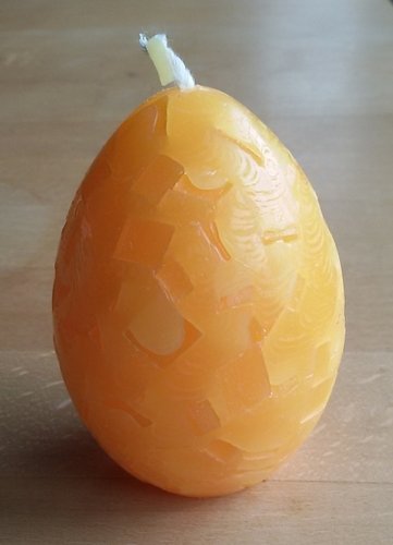 Würfelwachskerze Ei, klein, gelb